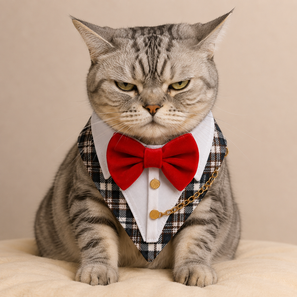 Bandana De Etiqueta Humita Roja y Negra - Gala Para Gatos