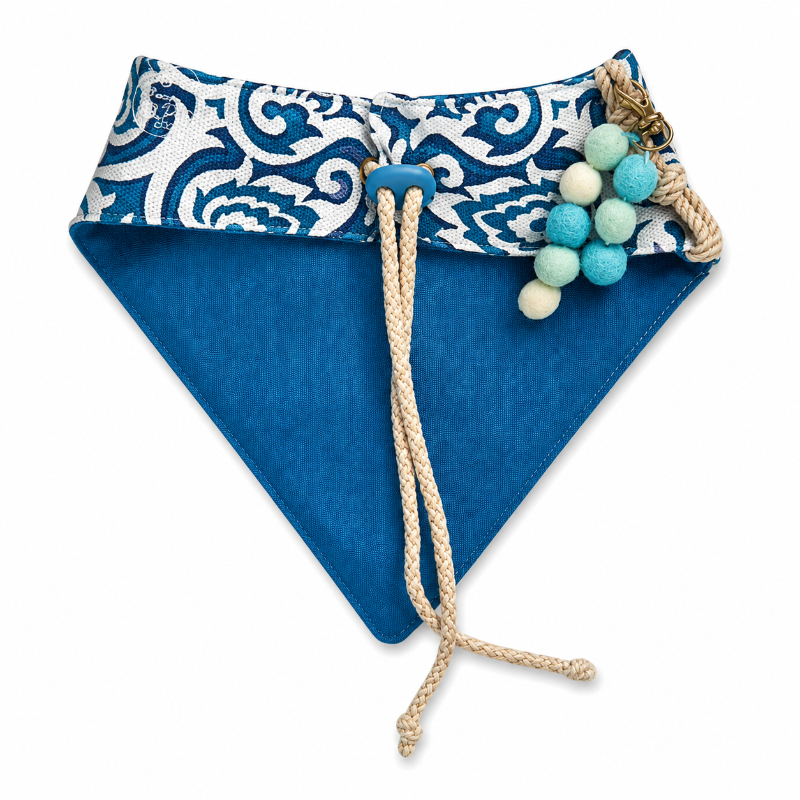 Bandana Estampada Azul Para Perros Y Gatos