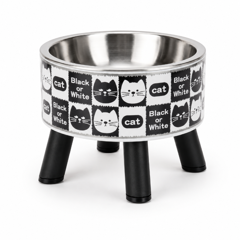 Bowl Con Patas Negro O Blanco – Comedero Elevado De Cerámica 160 g