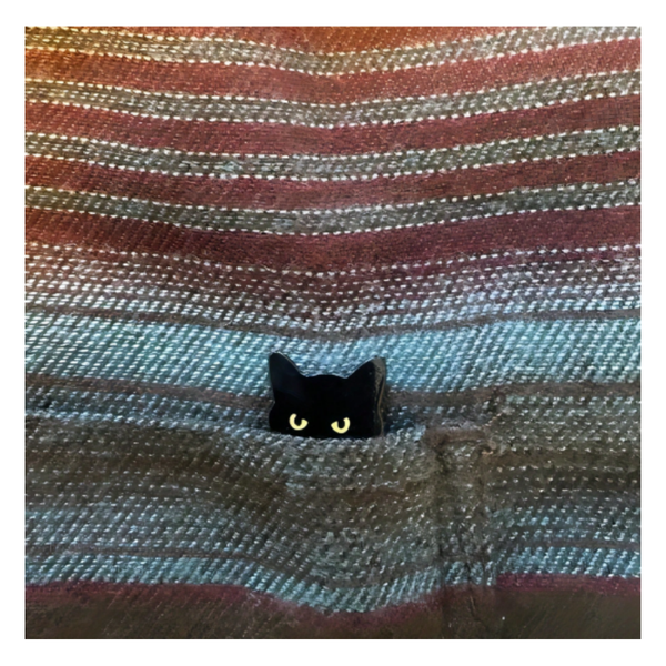 Broche De Esmalte De Gato Negro Elegante - Moxy Pet Box