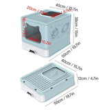 Caja De Arena Cerrada Azul Para Gatos Anti Salpicaduras Con Tapa - Moxy Pet Box