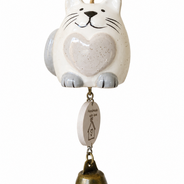 Campana Colgante Con Diseño De Gato - Blanco