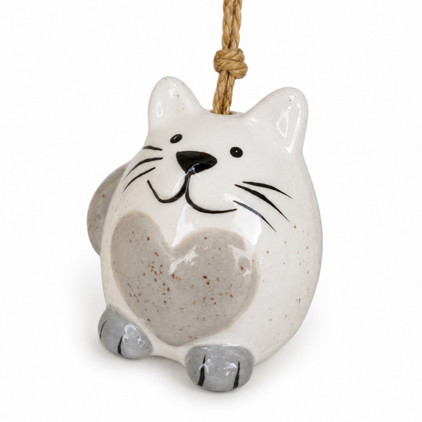 Campana Colgante Con Diseño De Gato - Blanco