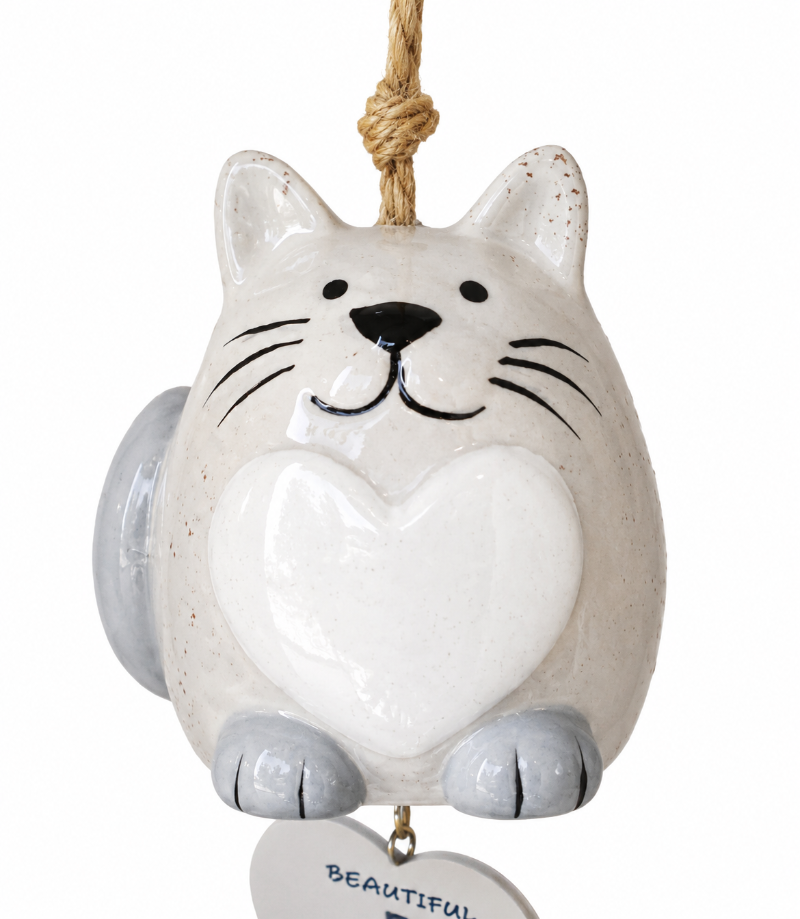 Campana Colgante Con Diseño De Gato - Gris