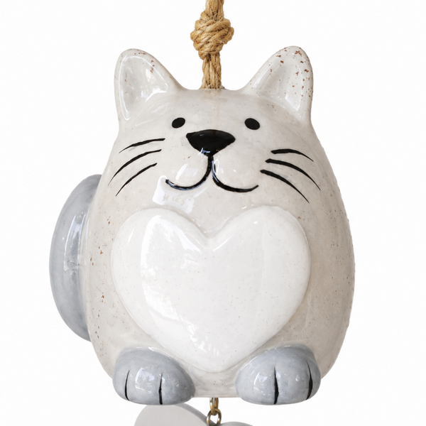 Campana Colgante Con Diseño De Gato - Gris