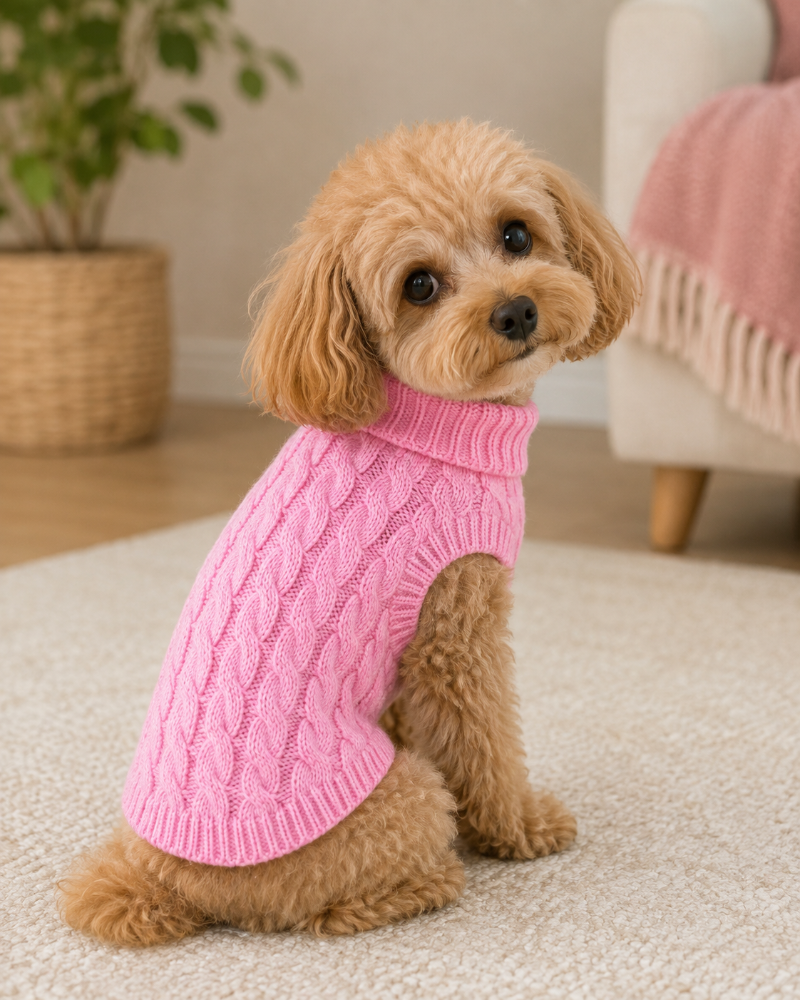 Chaleco Tejido Rosado Para Mascotas