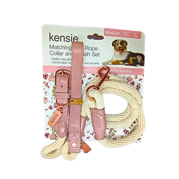 Collar Y Correa Rosado Para Perros Mediano - Moxy Pet Box
