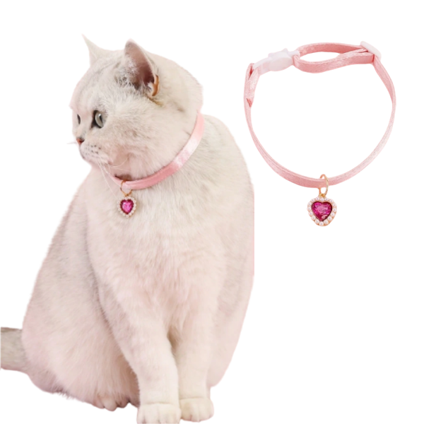 Collar Ajustable Con Corazón De Perla Para Mascotas Pequeñas Y Medianas 23-33 cm - Moxy Pet Box