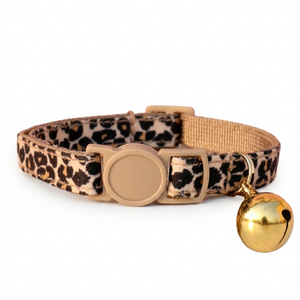 Collar Ajustable Estampado Leopardo Para Gatos Y Perros Pequeños