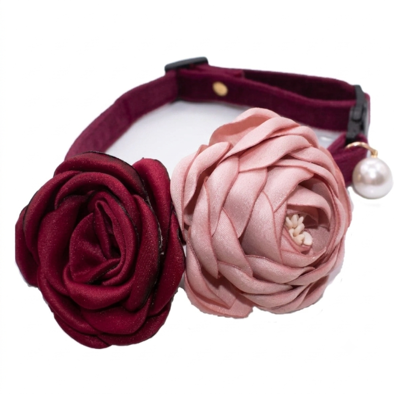 Collar Ajustable Para Gato Con Flor Camelia