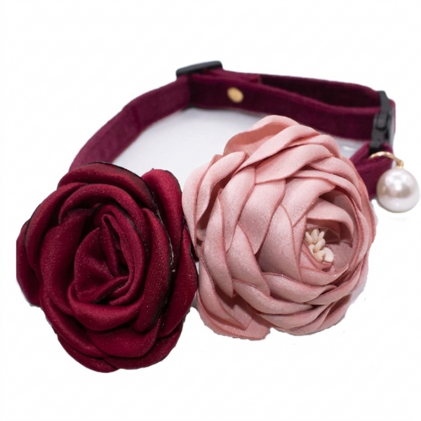 Collar Ajustable Para Gato Con Flor Camelia