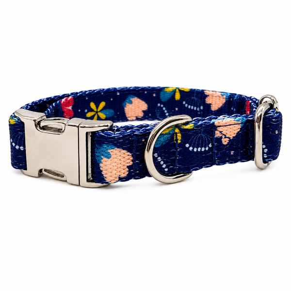 Collar Ajustable Para Mascotas Talla S Con Estampado Azul