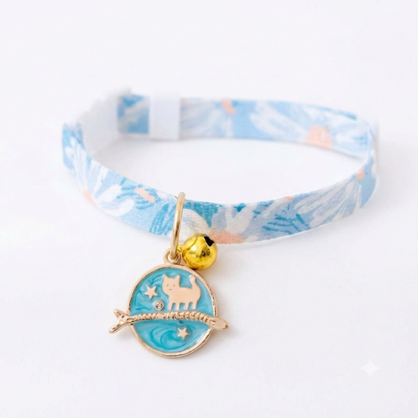 Collar Celeste Ajustable Para Gatos Y Cachorros Talla S
