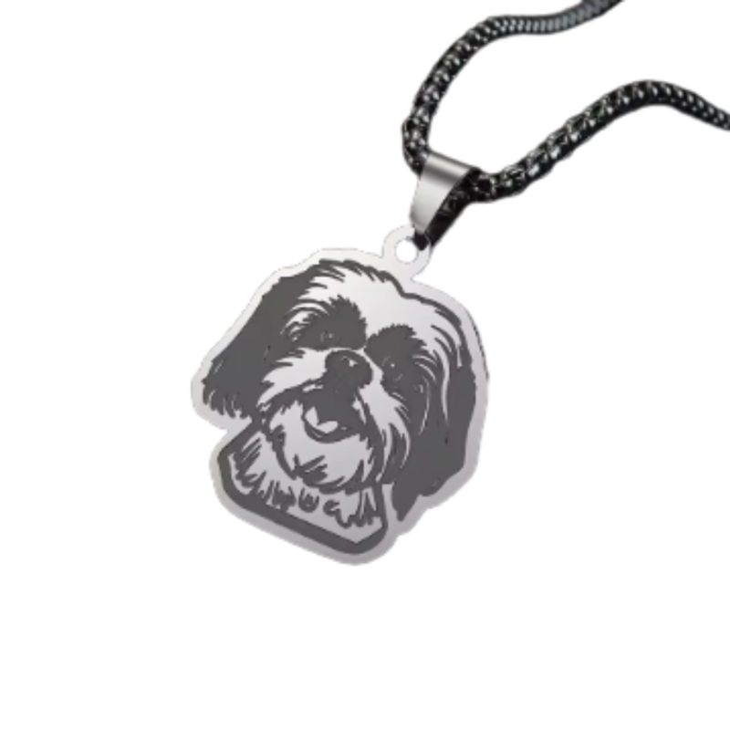 Collar De Acero Inoxidable De Shih Tzu Plateado - Moxy Pet Box
