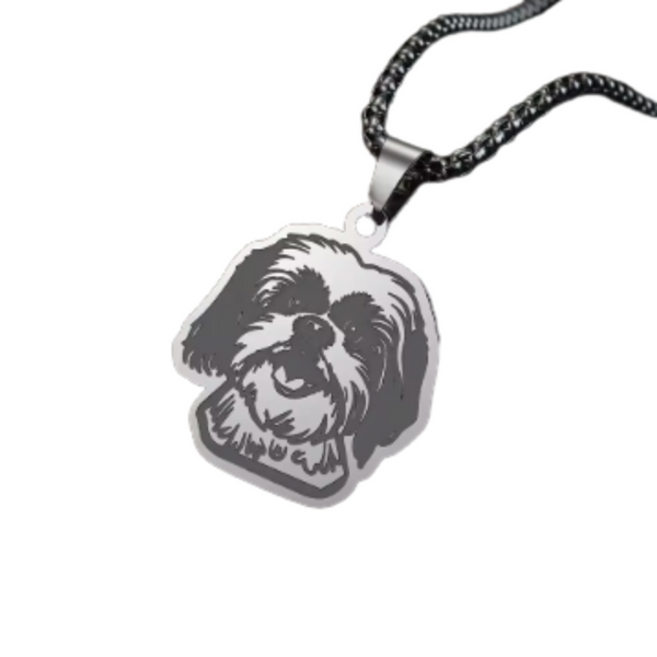 Collar De Acero Inoxidable De Shih Tzu Plateado - Moxy Pet Box