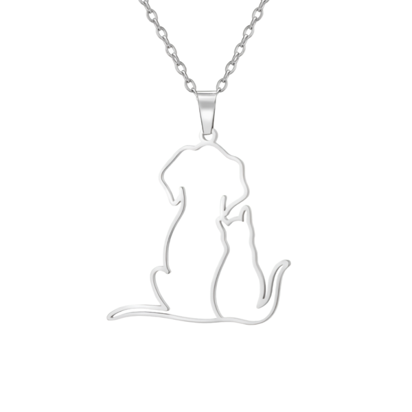 Collar De Perro y Gato Acero Inoxidable Plateado