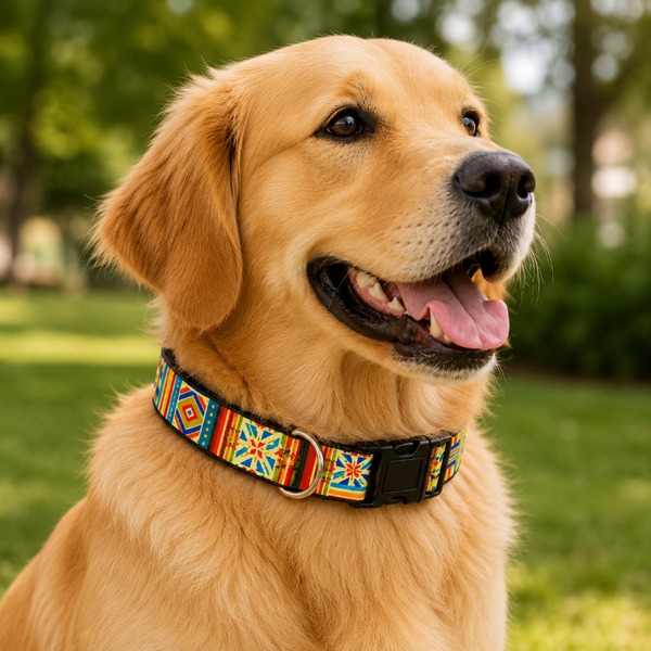 Collar Para Perros Wonder Dog Ajustable Diseño Tribal Naranja XL