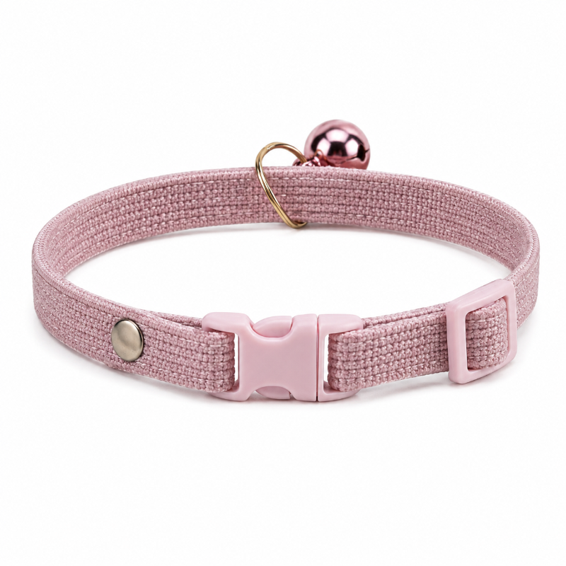 Collar Rosado Para Mascotas Con Colgante Floral Y Campana Talla S