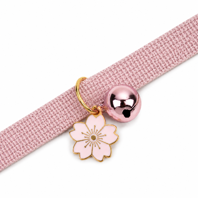 Collar Rosado Para Mascotas Con Colgante Floral Y Campana Talla S