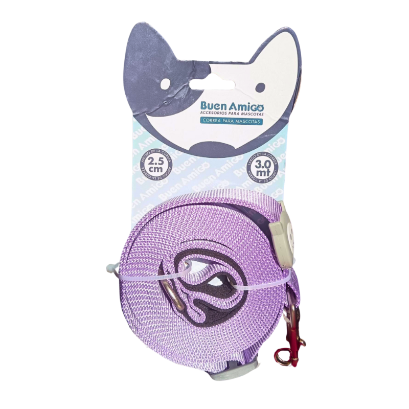 Correa Para Perros De 3 Metros En Color Lila -Moxy Pet Box