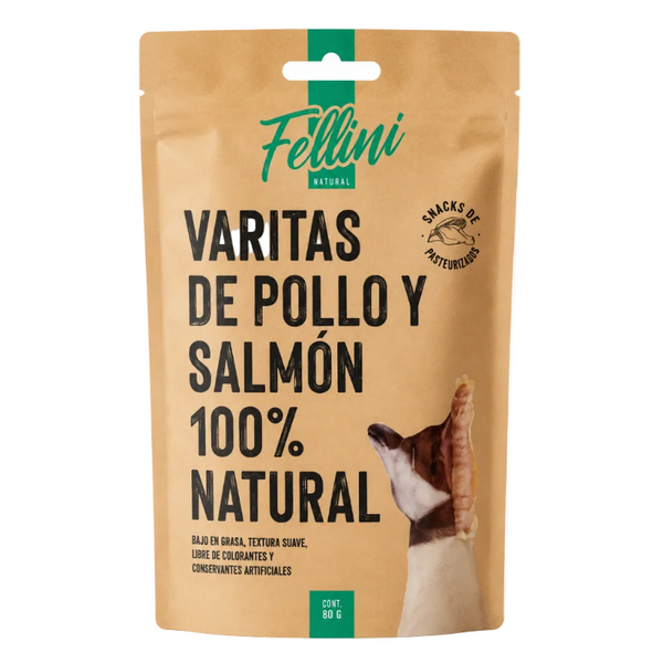 Fellini Natural Varitas De Pollo y Salmón 80 g