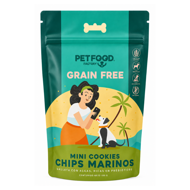 Galletas Mini Grain Free Chips Marinos Pet Food Factory 180 g