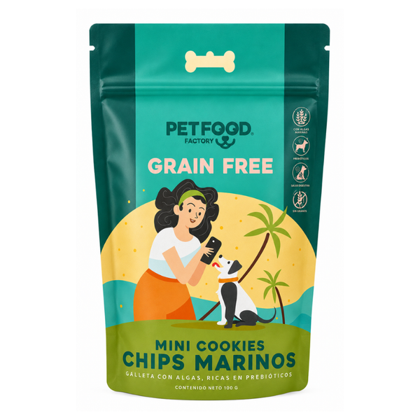 Galletas Mini Grain Free Chips Marinos Pet Food Factory 180 g