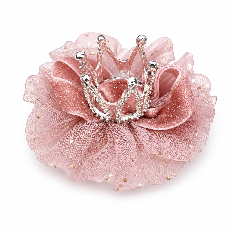 Ganchito Flor Rosa Con Corona para Mascota 8 cm