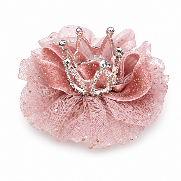 Ganchito Flor Rosa Con Corona para Mascota 8 cm