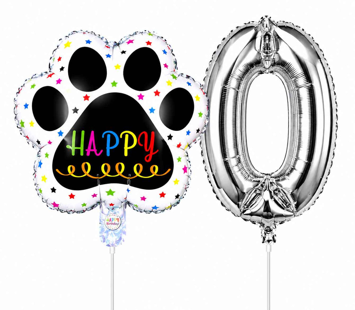 Globos De Cumpleaños Para Mascotas Del 0 Al 9 - Plateado