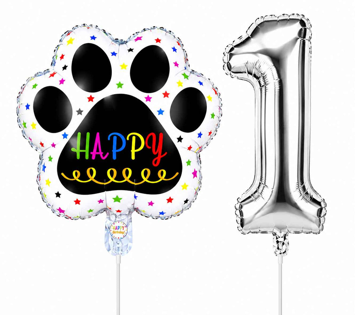 Globos De Cumpleaños Para Mascotas Del 0 Al 9 - Plateado