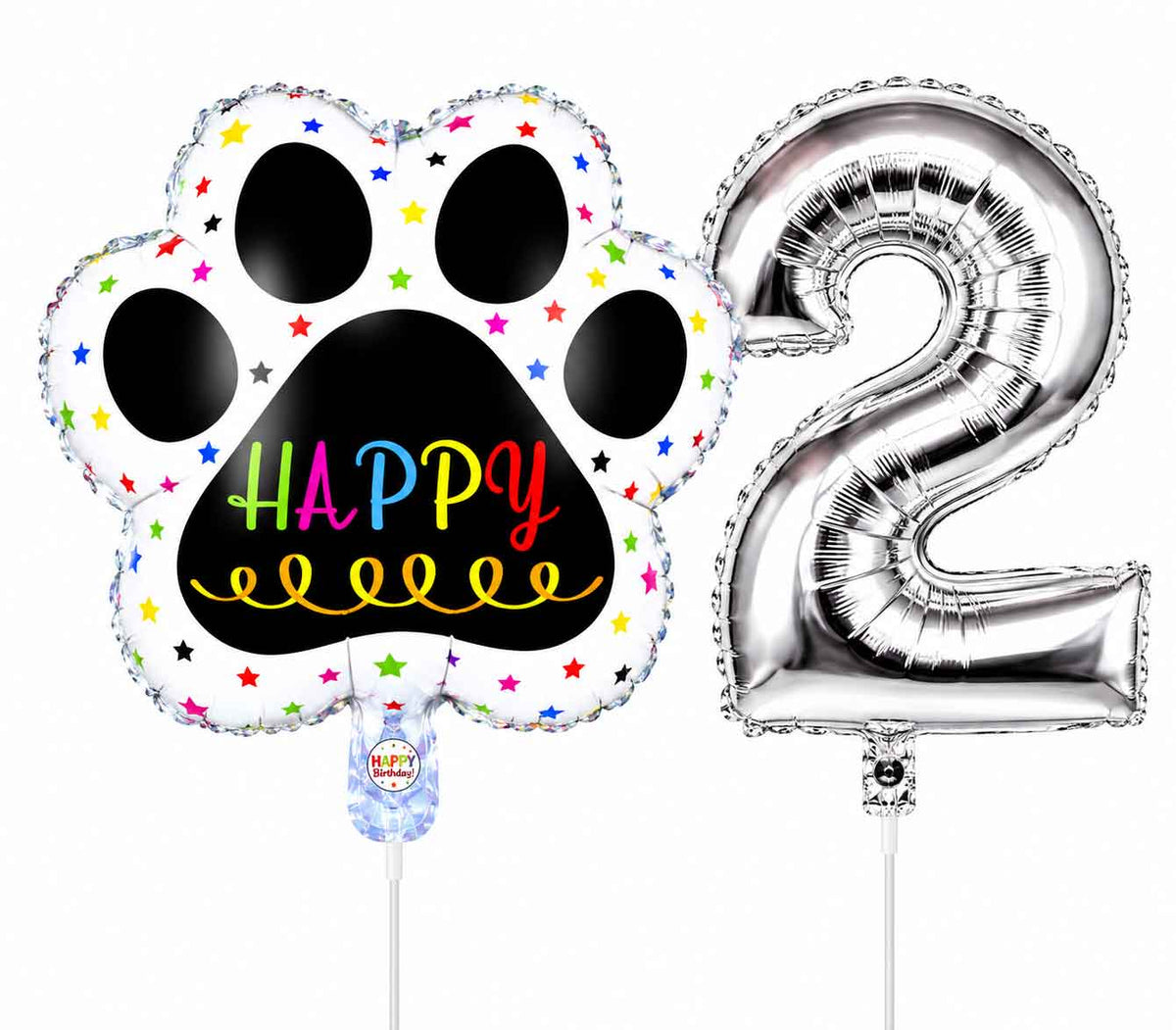 Globos De Cumpleaños Para Mascotas Del 0 Al 9 - Plateado