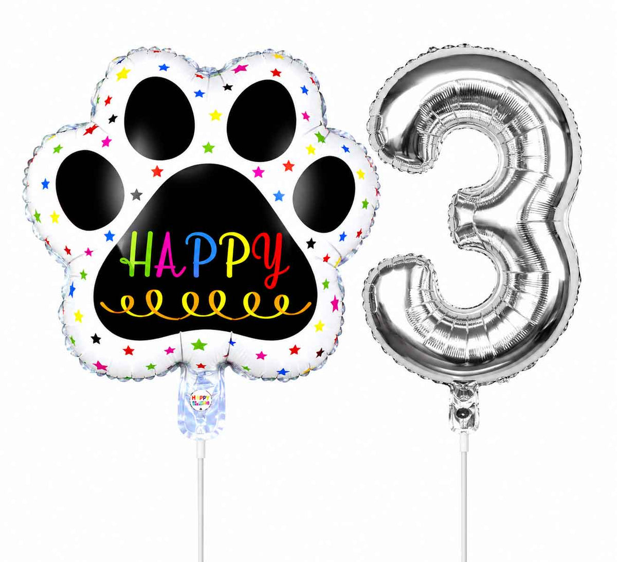 Globos De Cumpleaños Para Mascotas Del 0 Al 9 - Plateado