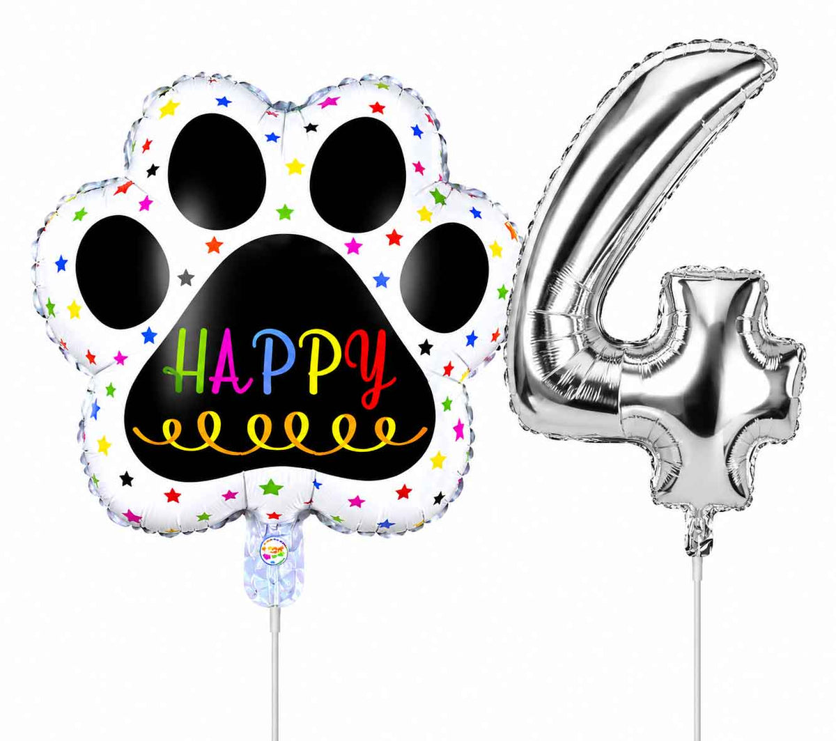 Globos De Cumpleaños Para Mascotas Del 0 Al 9 - Plateado