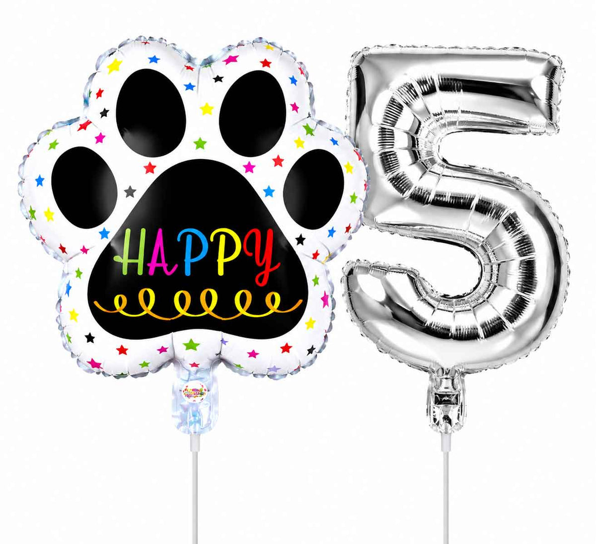 Globos De Cumpleaños Para Mascotas Del 0 Al 9 - Plateado