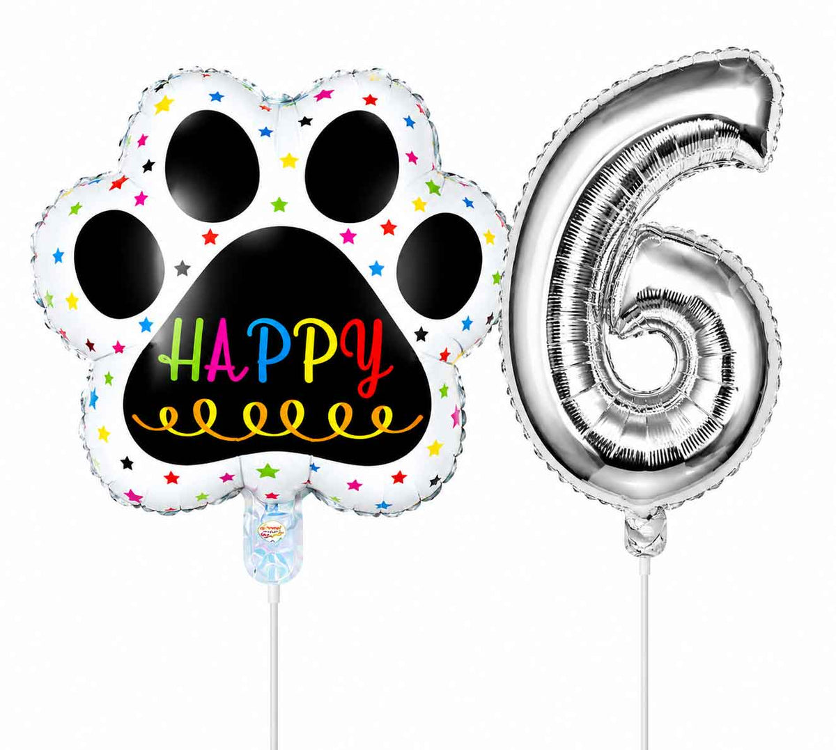 Globos De Cumpleaños Para Mascotas Del 0 Al 9 - Plateado