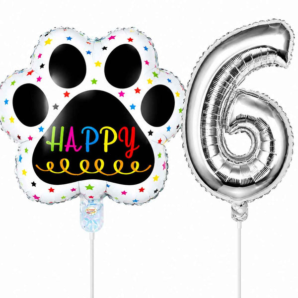 Globos De Cumpleaños Para Mascotas Del 0 Al 9 - Plateado