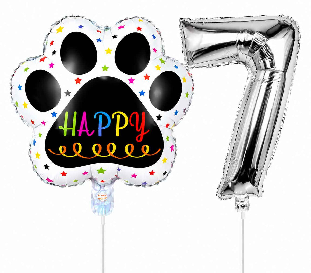 Globos De Cumpleaños Para Mascotas Del 0 Al 9 - Plateado