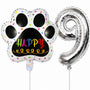 Globos De Cumpleaños Para Mascotas Del 0 Al 9 - Plateado