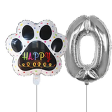 Globos De Cumpleaños Para Mascotas Del 0 Al 9 - Plateado - Moxy Pet Box