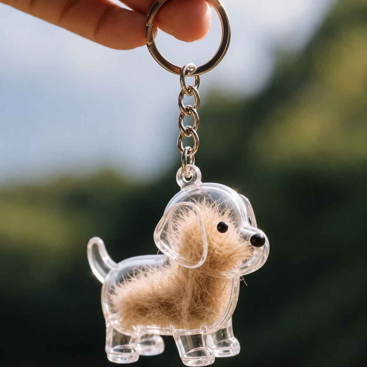 Llavero Transparente Cápsula De Almacenamiento De Pelo De Perro