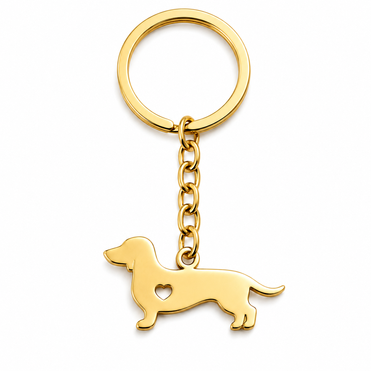 Llavero Perro Salchicha con Corazón Acero Inoxidable