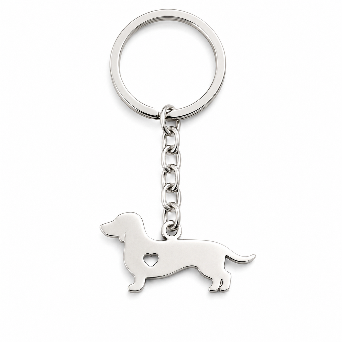 Llavero Perro Salchicha con Corazón Acero Inoxidable