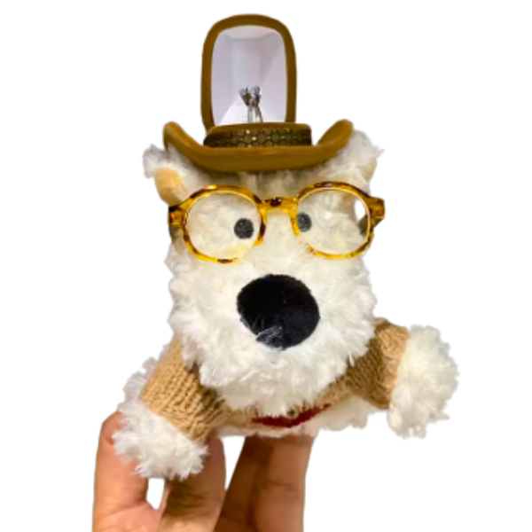 Perro De Peluche Para Guardar Anillo  - Moxy Pet Box