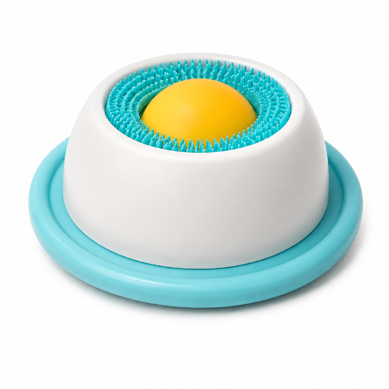 plato lamedor interactivo con bola giratoria para mascotas