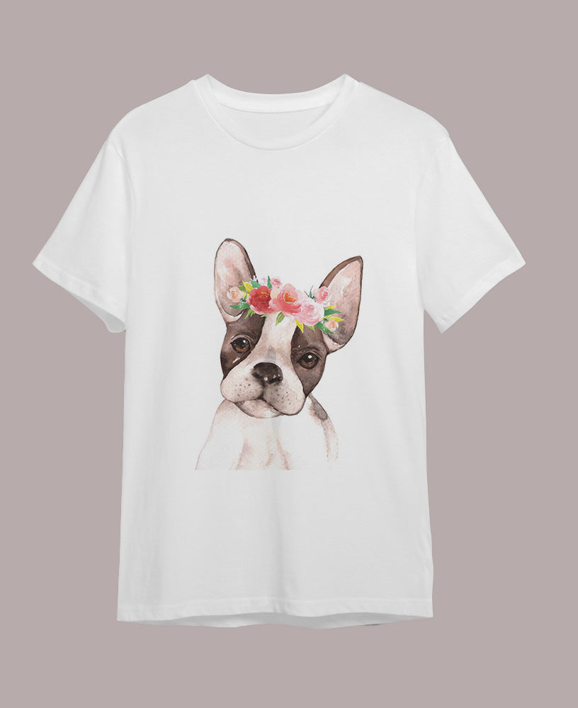Polera Unicolor Con Estampado - Bulldog Frances - Moxy Pet Box
