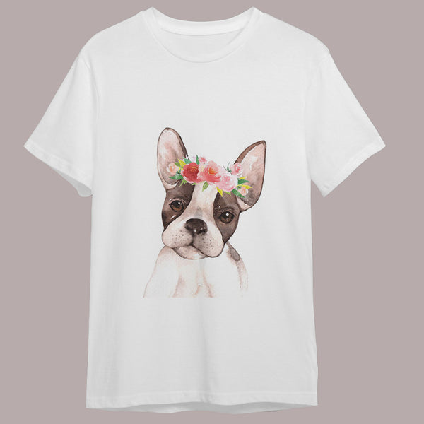 Polera Unicolor Con Estampado - Bulldog Frances - Moxy Pet Box