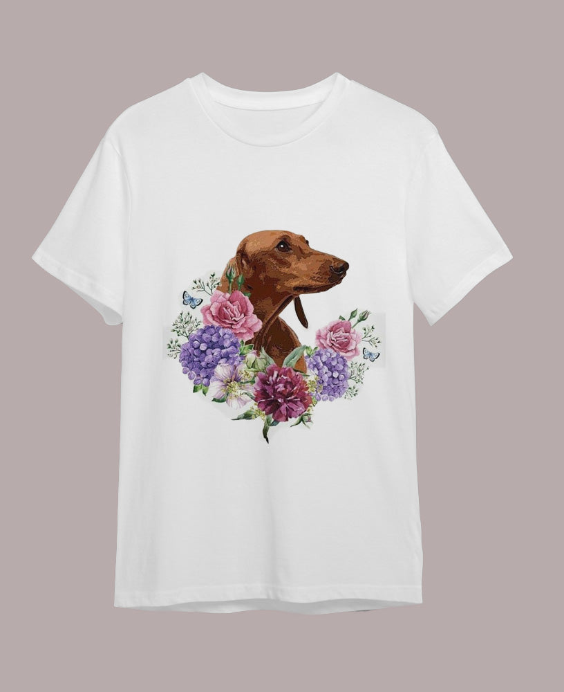 Polera Unicolor Con Estampado - Perro Salchicha - Moxy Pet Box