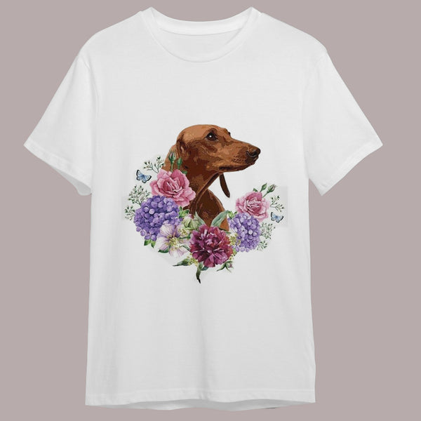 Polera Unicolor Con Estampado - Perro Salchicha - Moxy Pet Box