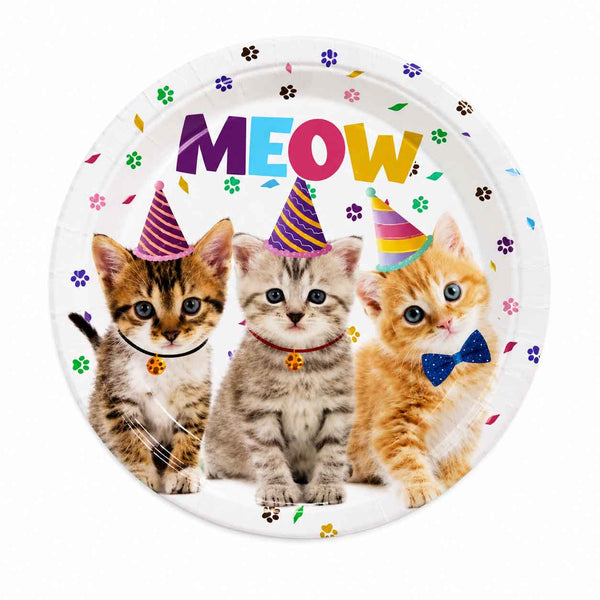 Set De Platos Con Diseño De Gato Para Cumpleaños De Gatos